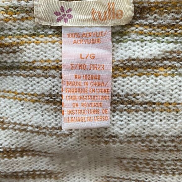 Tulle Antrhopologie Crew Neck Earth Tones Striped Sweater - Picture 9 of 11